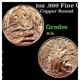 1oz .999 Fine Copper Bullion Round - Dragon style