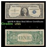 1957B $1 Blue Seal Silver Certificate Grades vf+