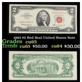 1963 $2 Red Seal United States Note Grades Gem CU