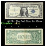 1957B $1 Blue Seal Silver Certificate Grades vf++