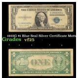 1935G $1 Blue Seal Silver Certificate Grades vf+ M