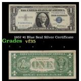 1957 $1 Blue Seal Silver Certificate Grades vf++