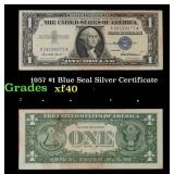 1957 $1 Blue Seal Silver Certificate Grades xf