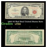 1963 $5 Red Seal United States Note Grades vf++