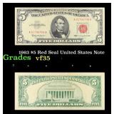 1963 $5 Red Seal United States Note Grades vf++