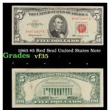 1963 $5 Red Seal United States Note Grades vf++