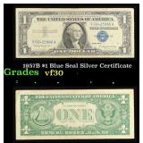 1957B $1 Blue Seal Silver Certificate Grades vf++