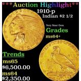 *Highlight* 1910-p Gold Indian Quarter Eagle $2 1/