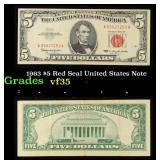 1963 $5 Red Seal United States Note Grades vf++