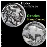 Hobo Buffalo Nickel 5c Grades Hand Carved