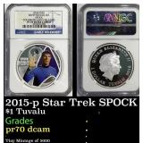 NGC  2015-p Star Trek SPOCK 1oz Silver $1 Australl