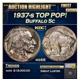 *Highlight* 1937-s Buffalo Nickel TOP POP! 5c ms68