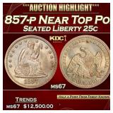 *Highlight* 1857-p Seated Liberty Quarter Near Top