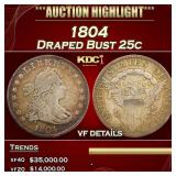 *Highlight* PCGS 1804 Draped Bust Quarter 25c vf d