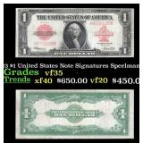 1923 $1 United States Note Grades vf++ Signatures