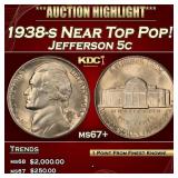 1938-s Jefferson Nickel Near Top Pop! 5c ms67+ SEG