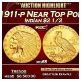 *Highlight* 1911-p Gold Indian Quarter Eagle Near