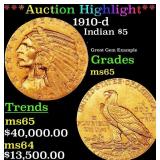 *Highlight* 1910-d Gold Indian Half Eagle $5 GEM U