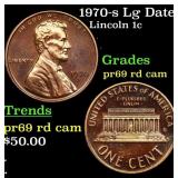 1970-s Lg Date Proof Lincoln Cent 1c Grades Gem++