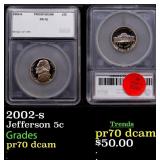 2002-s Proof Jefferson Nickel 5c pr70 dcam SEGS