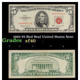 1963 $5 Red Seal United States Note Grades xf