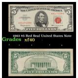 1963 $5 Red Seal United States Note Grades xf