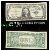 1957 $1 Blue Seal Silver Certificate Grades vf+