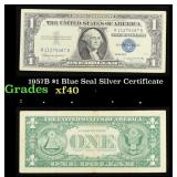 1957B $1 Blue Seal Silver Certificate Grades xf