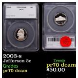 2003-s Proof Jefferson Nickel 5c pr70 dcam SEGS