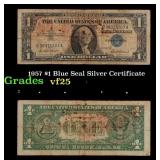 1957 $1 Blue Seal Silver Certificate Grades vf+