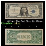 1957A $1 Blue Seal Silver Certificate Grades vf+