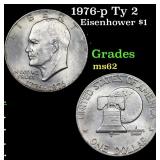 1976-p Ty 2 Eisenhower Dollar 1 Grades Select Unc