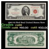 1963 $2 Red Seal United States Note Grades Gem+ CU