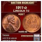 1911-d Lincoln Cent 1c ms66 rb SEGS