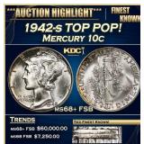 1942-s Mercury Dime TOP POP! 10c ms68+ FSB SEGS