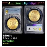 PCGS 1898-s Gold Liberty Double Eagle $20 ms62 PCG