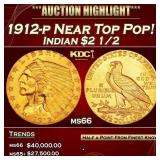 1912-p Gold Indian Quarter Eagle Near Top Pop! $2