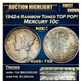 1942-s Mercury Dime Rainbow Toned TOP POP! 10c ms6