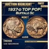 YO 1937-d Buffalo Nickel TOP POP! 5c ms68 SEGS