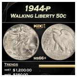 1944-p Walking Liberty Half Dollar 50c Grades GEM+