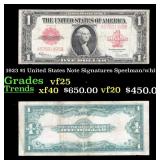 1923 $1 United States Note Grades vf+ Signatures S