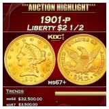 YO 1901-p Gold Liberty Quarter Eagle $2 1/2 ms67+