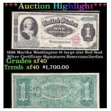 1886 Martha Washington $1 large size Red Seal Silv