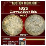 1825 Capped Bust Half Dollar 50c ms65+ SEGS