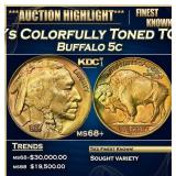 YO 1938-d/s Buffalo Nickel Colorfully Toned TOP PO