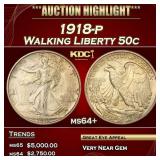 1918-p Walking Liberty Half Dollar 50c ms64+ SEGS