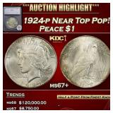 1924-p Peace Dollar Near Top Pop! $1 ms67+ SEGS