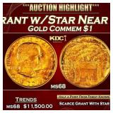 YO 1922 Grant w/Star Gold Commem Dollar Near Top P