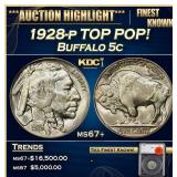 1928-p Buffalo Nickel TOP POP! 5c ms67+ SEGS