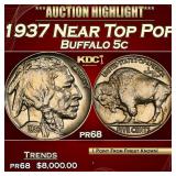 YO 1937 Proof Buffalo Nickel Near Top Pop! 5c pr68